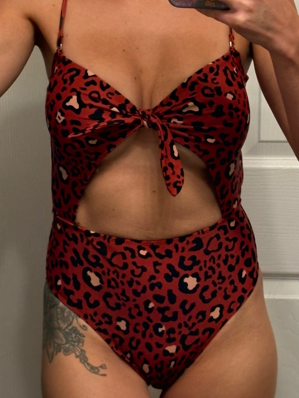 Hollister Red Leopard Print One-Piece Swimsuit